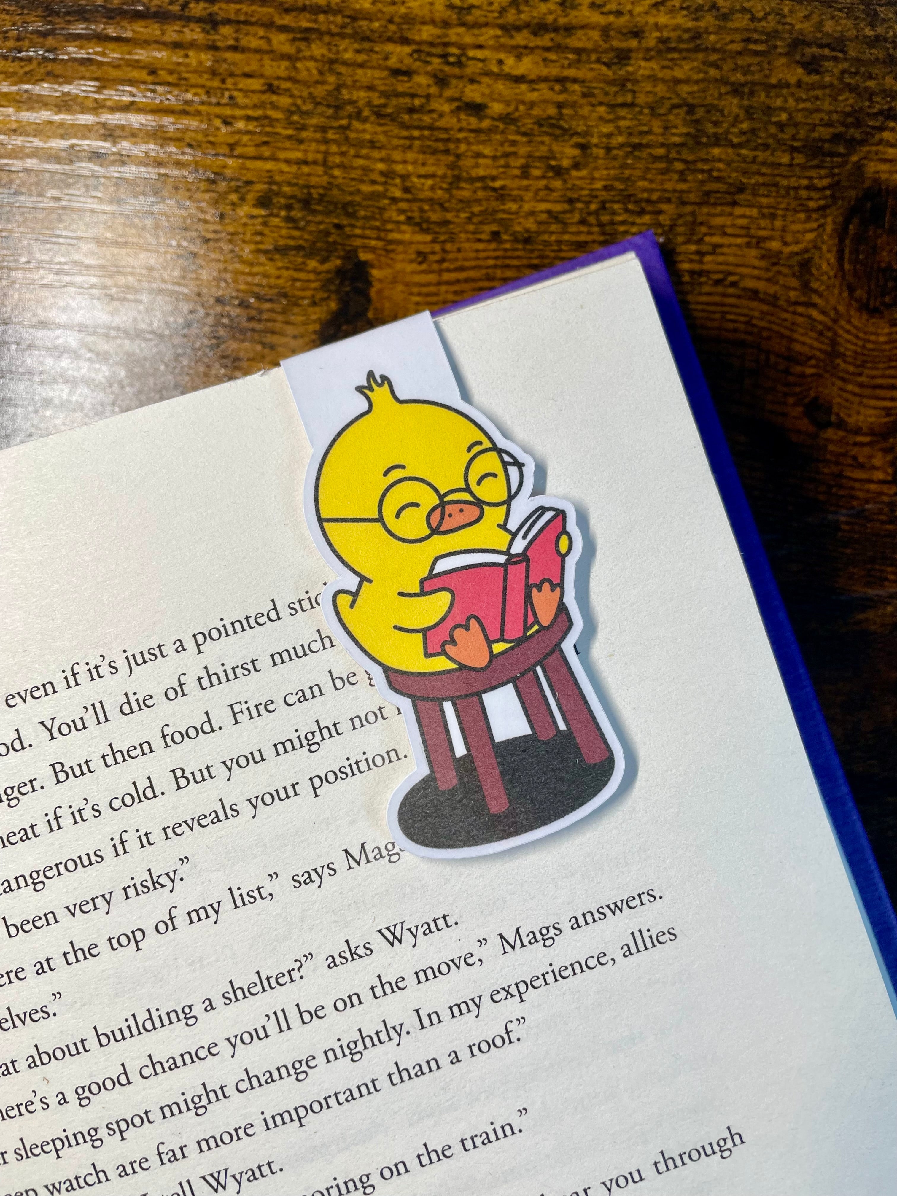Yellow Chick Reading- Magnetic Bookmark