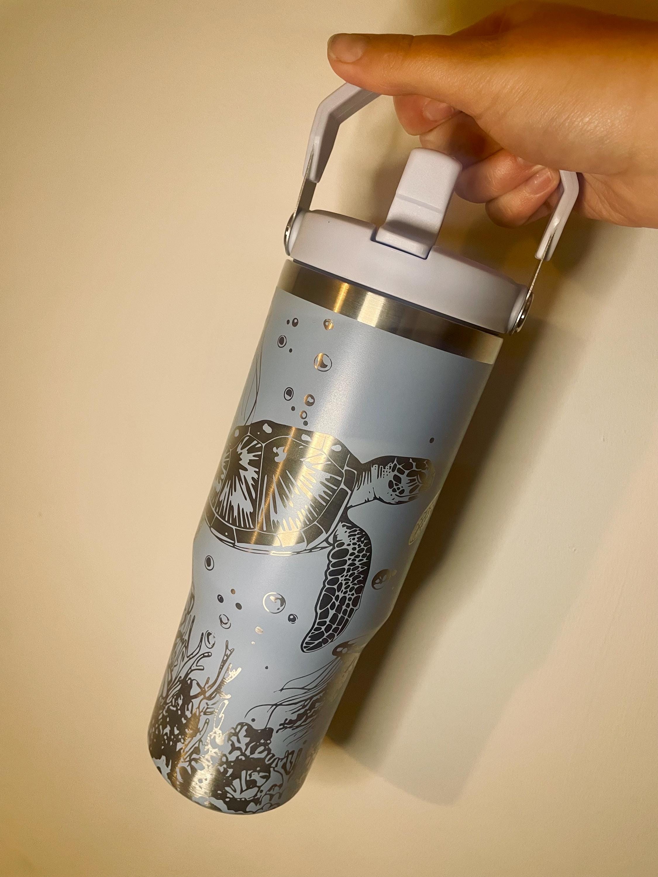 30oz Insulated Tumbler | Full wrap engraved Travel Mug with Handle & Straw | Gift idea