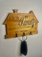 Personalised Wooden Family Key Holder – Custom Name or “Our Family” Wall Key Rack