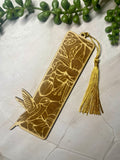 Hummingbird Wooden Bookmark – Floral Engraved Design – Rustic Basswood Page Marker with Tassel – Nature Lover Gift