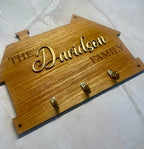 Personalised Wooden Family Key Holder – Custom Name or “Our Family” Wall Key Rack