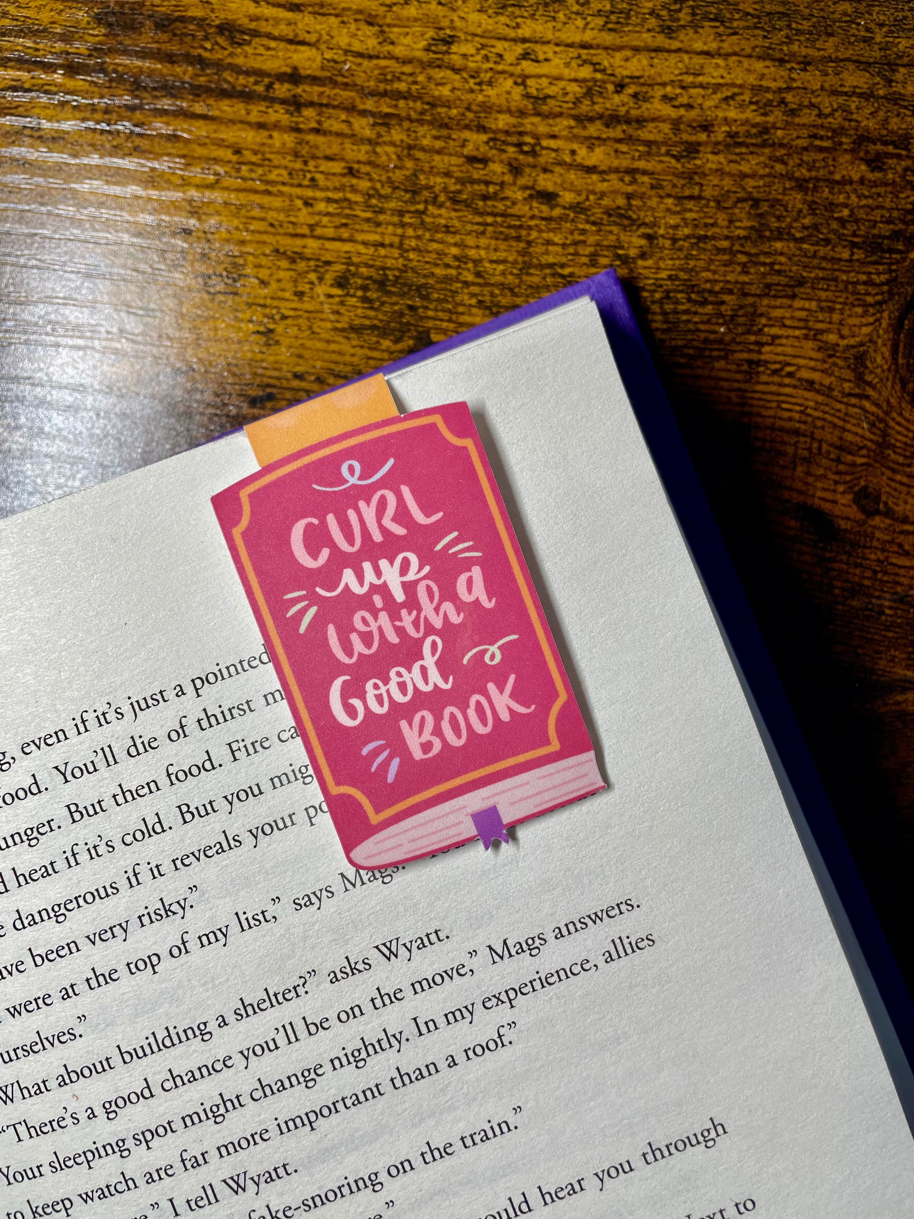 'Curl Up With A Good Book' Design- Magnetic Bookmark