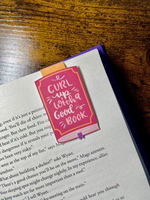 'Curl Up With A Good Book' Design- Magnetic Bookmark