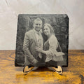 Photo Engraved Slate Coaster - 10x10cm with stand- Custom Photo