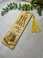 Engraved Wooden Bookmark – “I Like Big Books and I Cannot Lie” – Book Lover Gift – Rustic Basswood Page Marker with Tassel