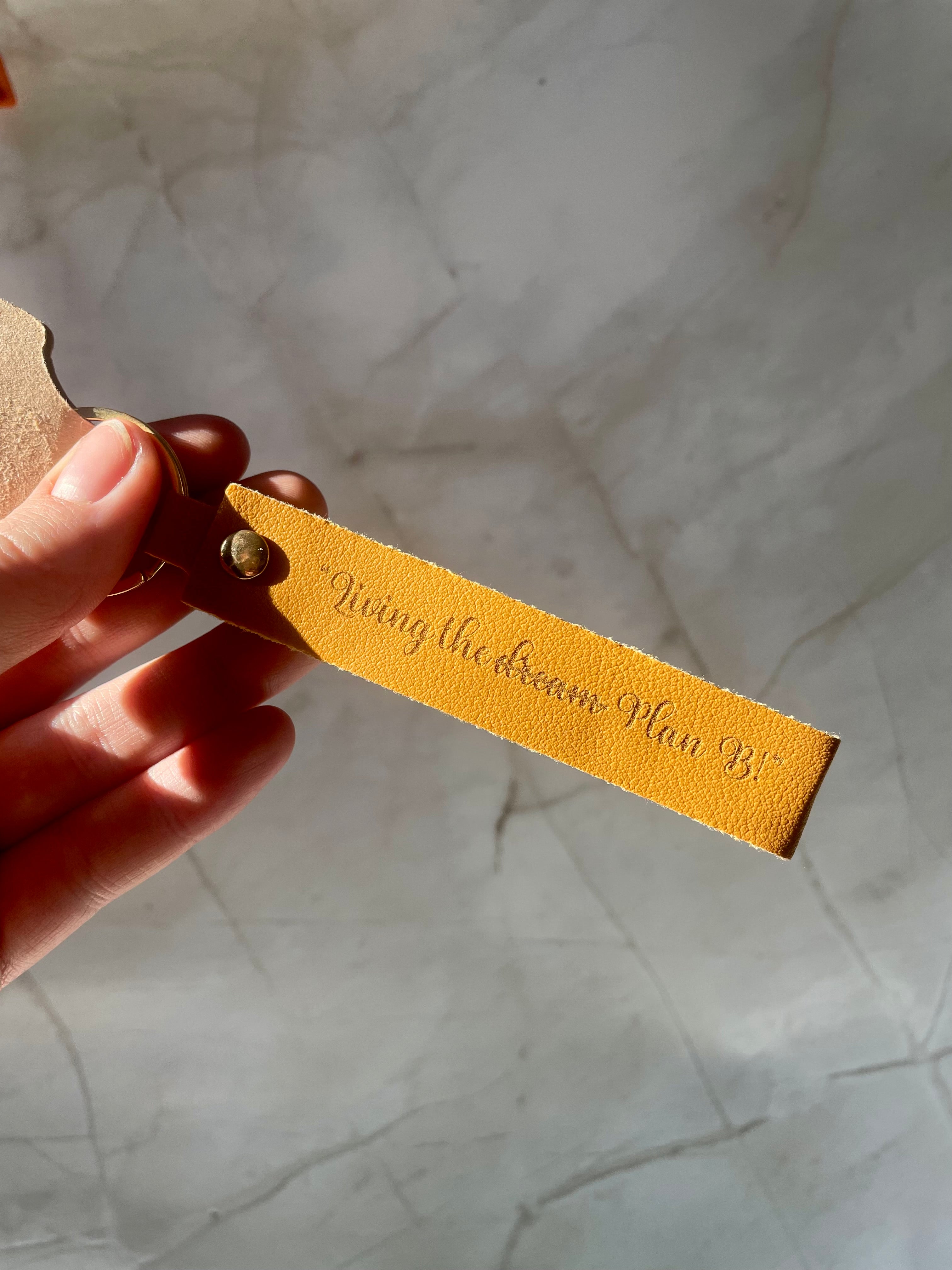 Living the- Plan B Faux Leather Keychain – Funny Keyring