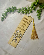 Engraved Wooden Bookmark – “This Is Where You Fell Asleep” – Funny Reader Gift – Floral Cut-Out Basswood Page Marker with Tassel