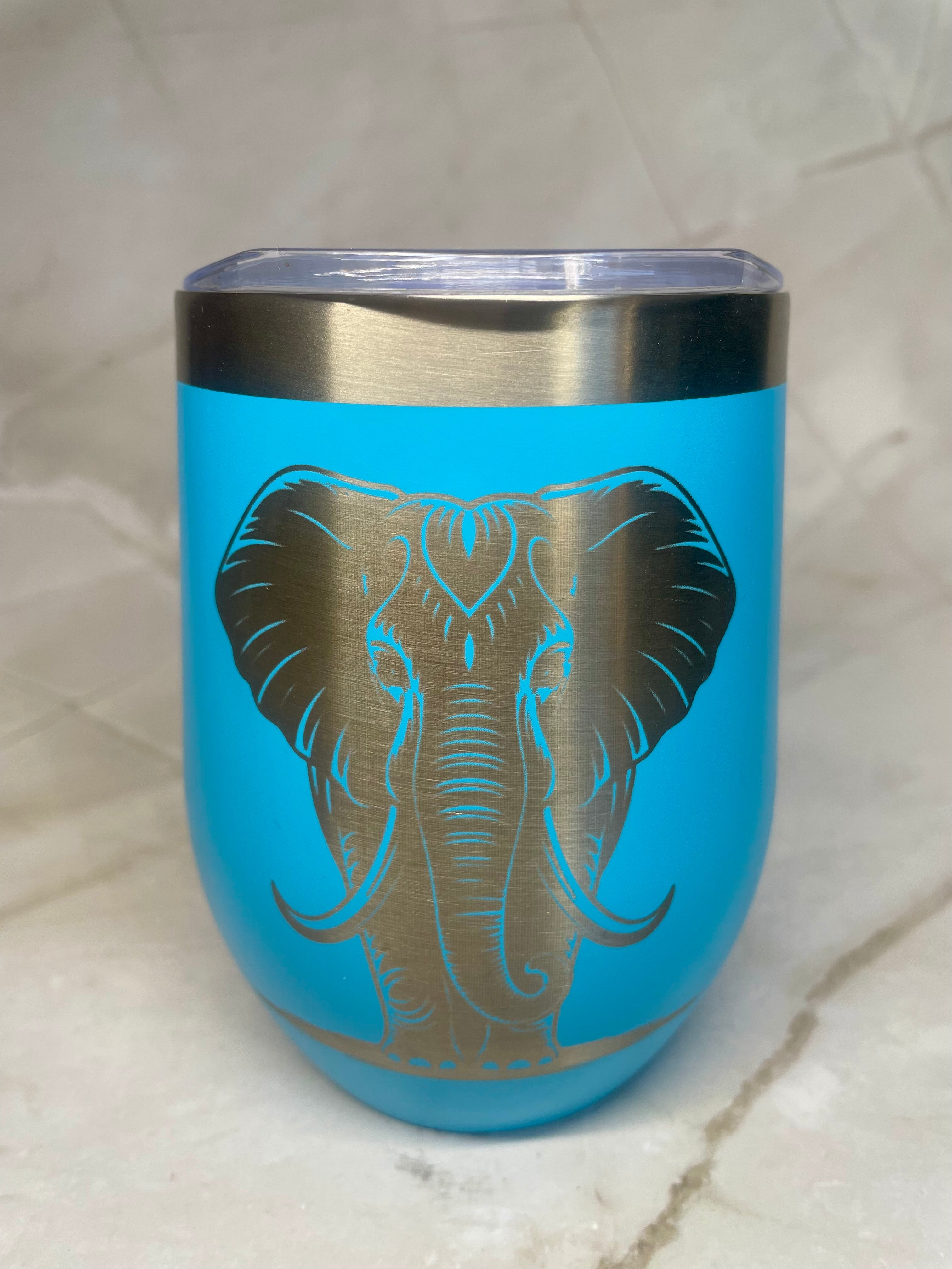 Elephant Engraved Stainless Steel Tumbler – Wildlife Drink Cup