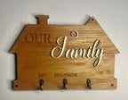 Personalised Wooden Family Key Holder – Custom Name or “Our Family” Wall Key Rack