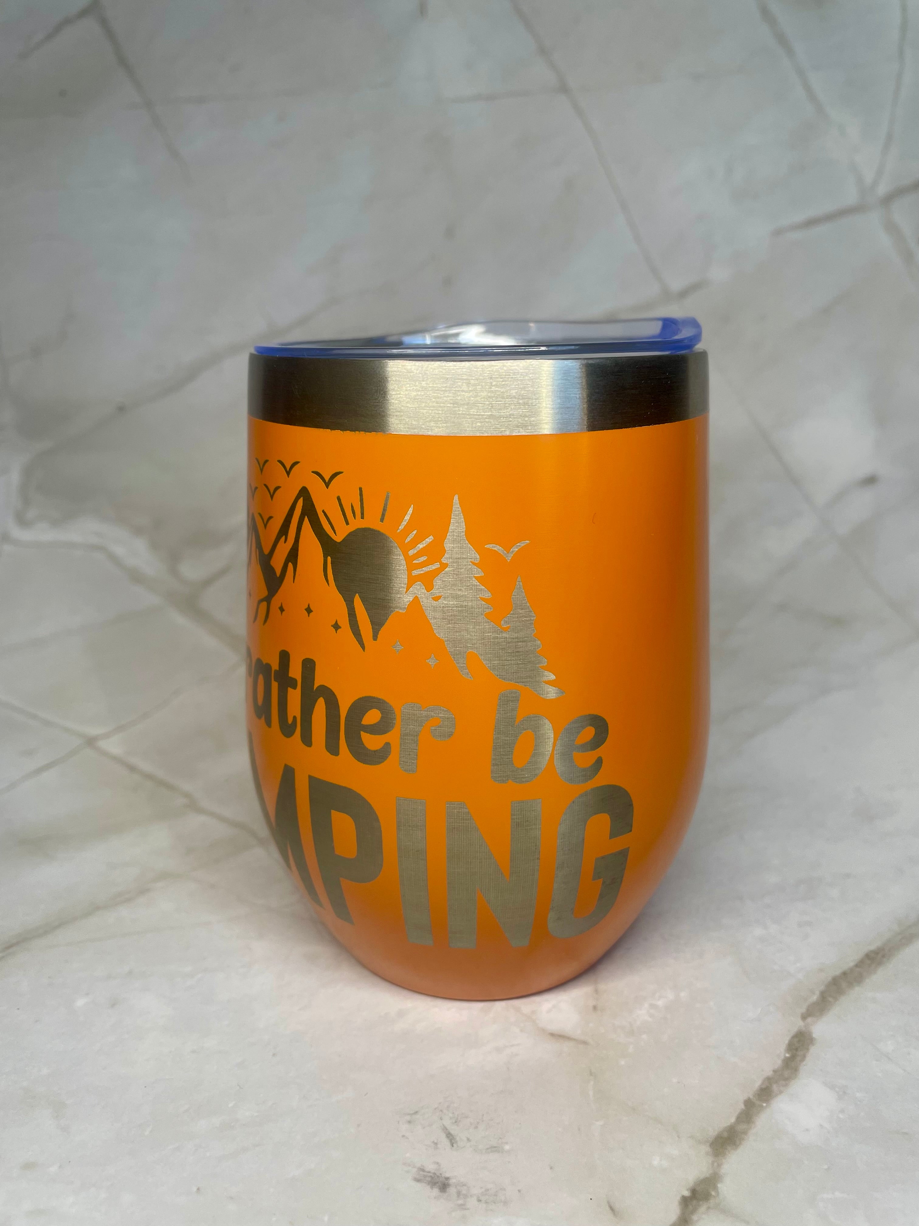 “I’d Rather Be Camping” Engraved Stainless Steel Tumbler – Outdoor Adventure Cup