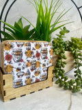 Bee Themed Wooden Coaster Set with Holder – Honeybee Drink Coasters