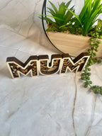 Layered Wooden MUM Sign – Floral Mum Decoration (Optional LED Lights)