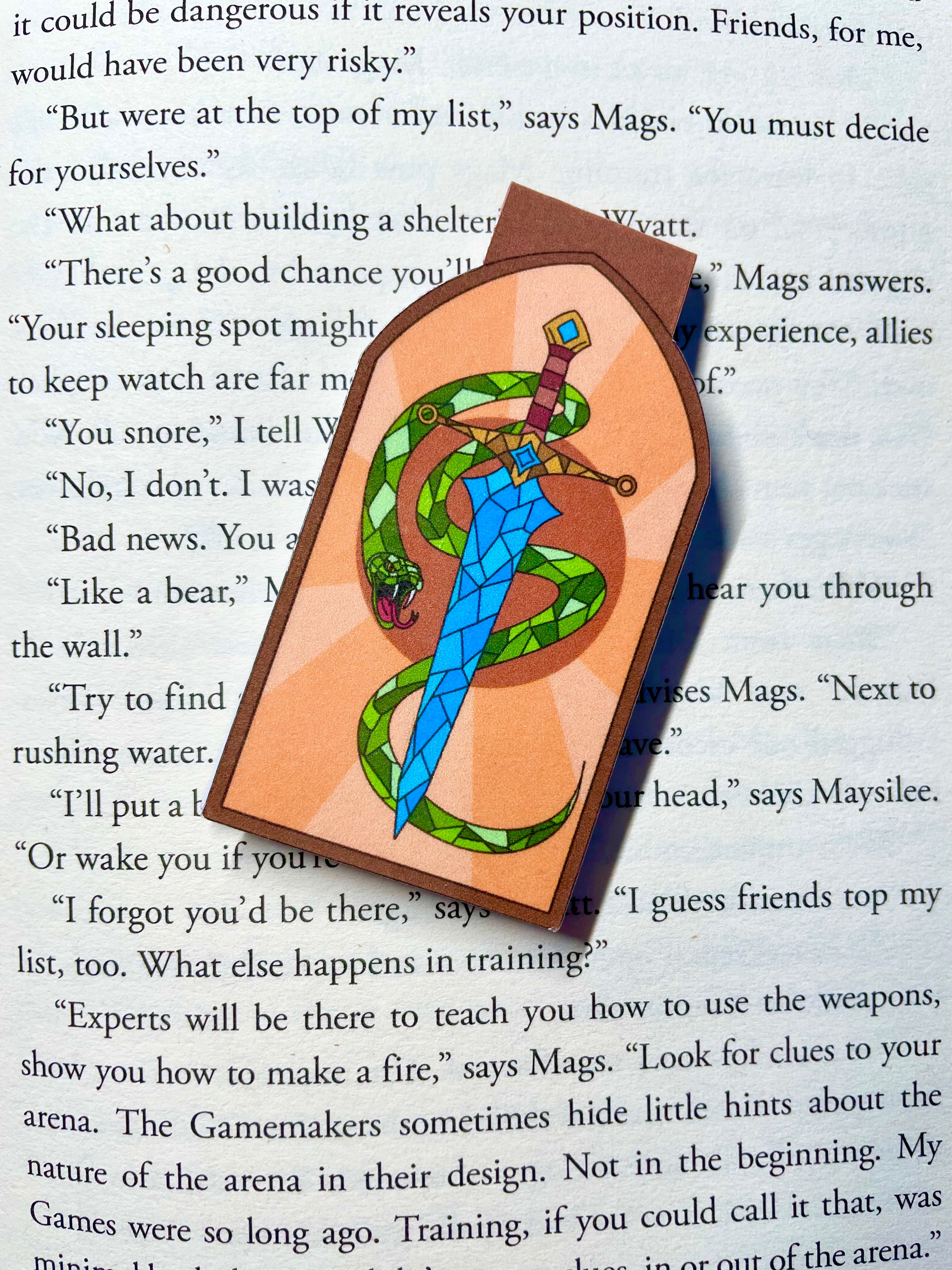 Stained Glass Snake And Sword- Magnetic Bookmark
