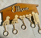 Personalised Wooden Family Key Holder – Custom Name or “Our Family” Key Rack