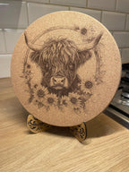 Highland Cow Cork Trivet