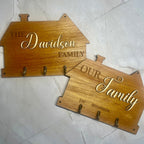 Personalised Wooden Family Key Holder – Custom Name or “Our Family” Wall Key Rack