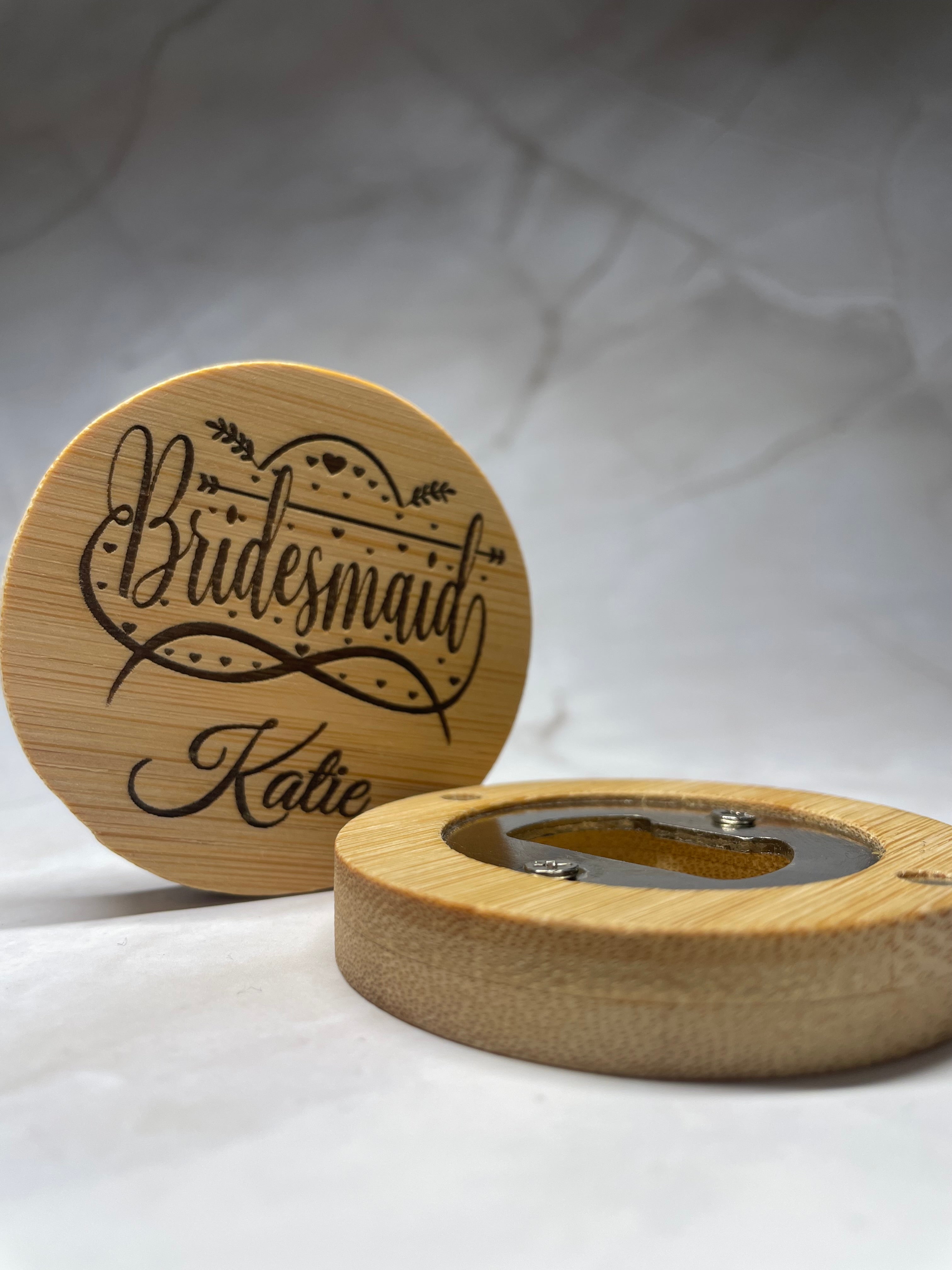 Personalised Bamboo Magnetic Bottle Opener – Bridesmaid Gift
