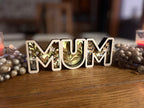 Layered Wooden MUM Sign – Floral Mum Decoration (Optional LED Lights)