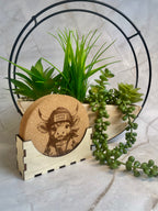 Highland Cow Coffee Lover Engraved Cork Coaster Set with Holder