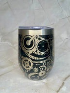 Steampunk Gear Engraved Stainless Steel Tumbler – Mechanical Cog Drinkware