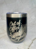 Out of Office Cat Engraved Stainless Steel Tumbler – Funny Cat Lover Cup