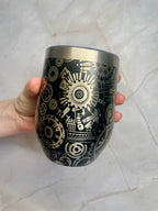 Steampunk Gear Engraved Stainless Steel Tumbler – Mechanical Cog Drinkware