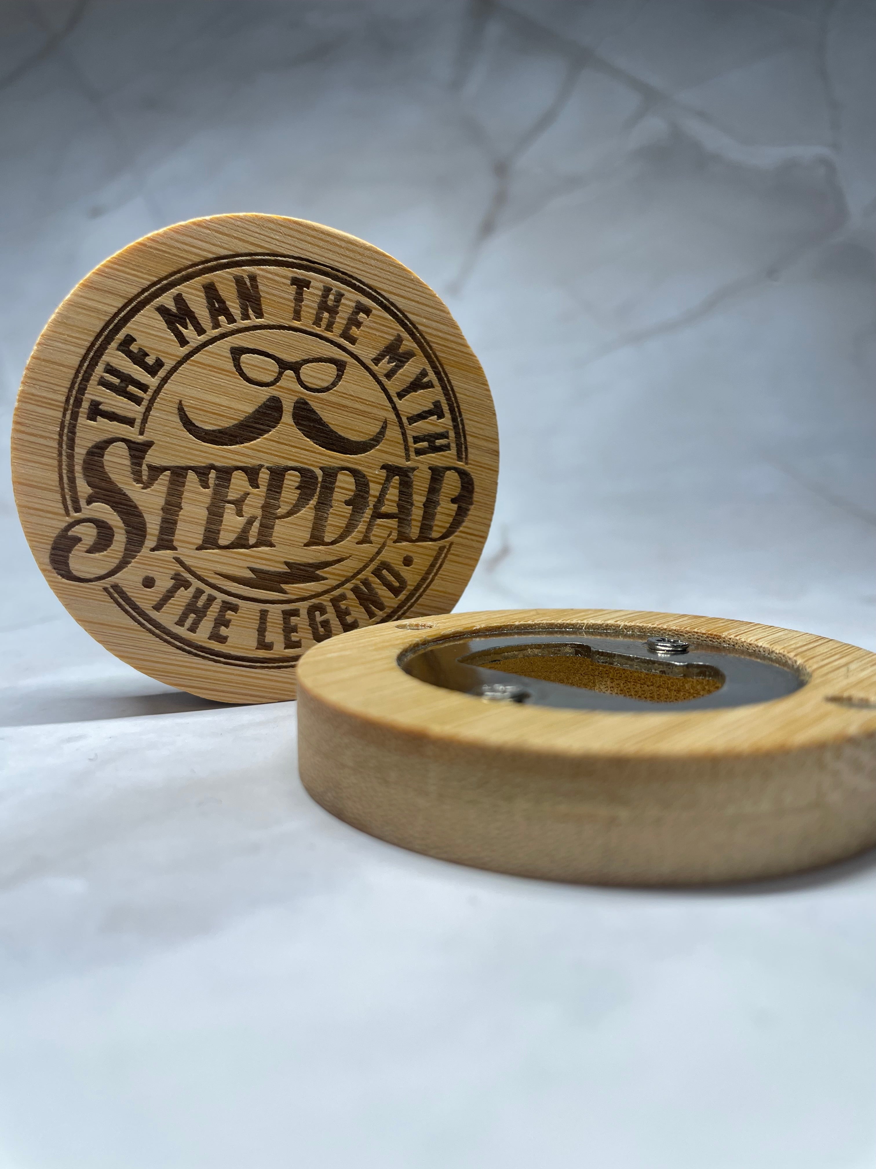 Engraved Bamboo Magnetic Bottle Opener – Stepdad / Bonus Dad Gift