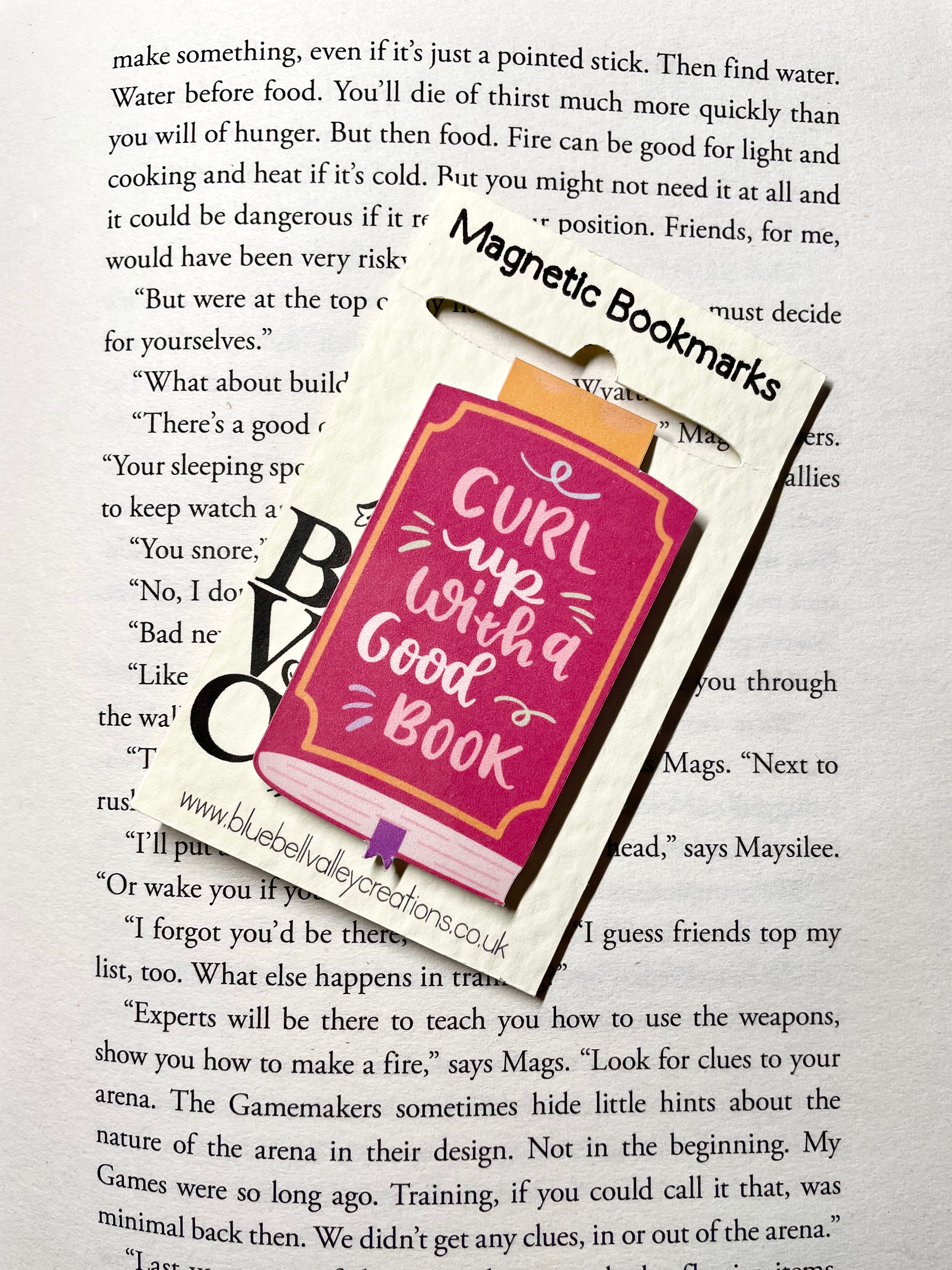'Curl Up With A Good Book' Design- Magnetic Bookmark
