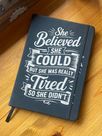 Very Tired- Engraved A5 Faux Leather Lined Notebook
