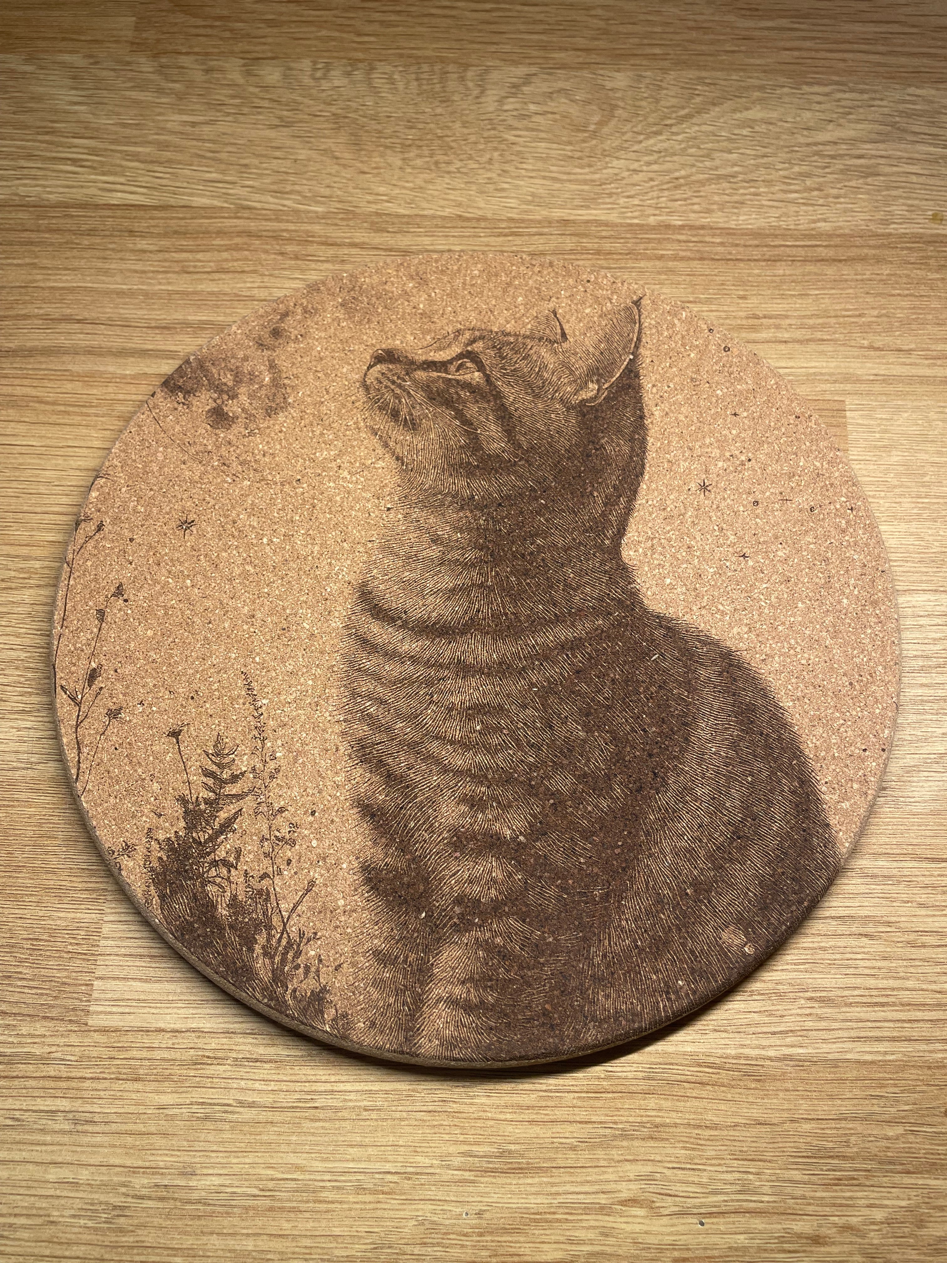 Cat Motif Cork Trivet
