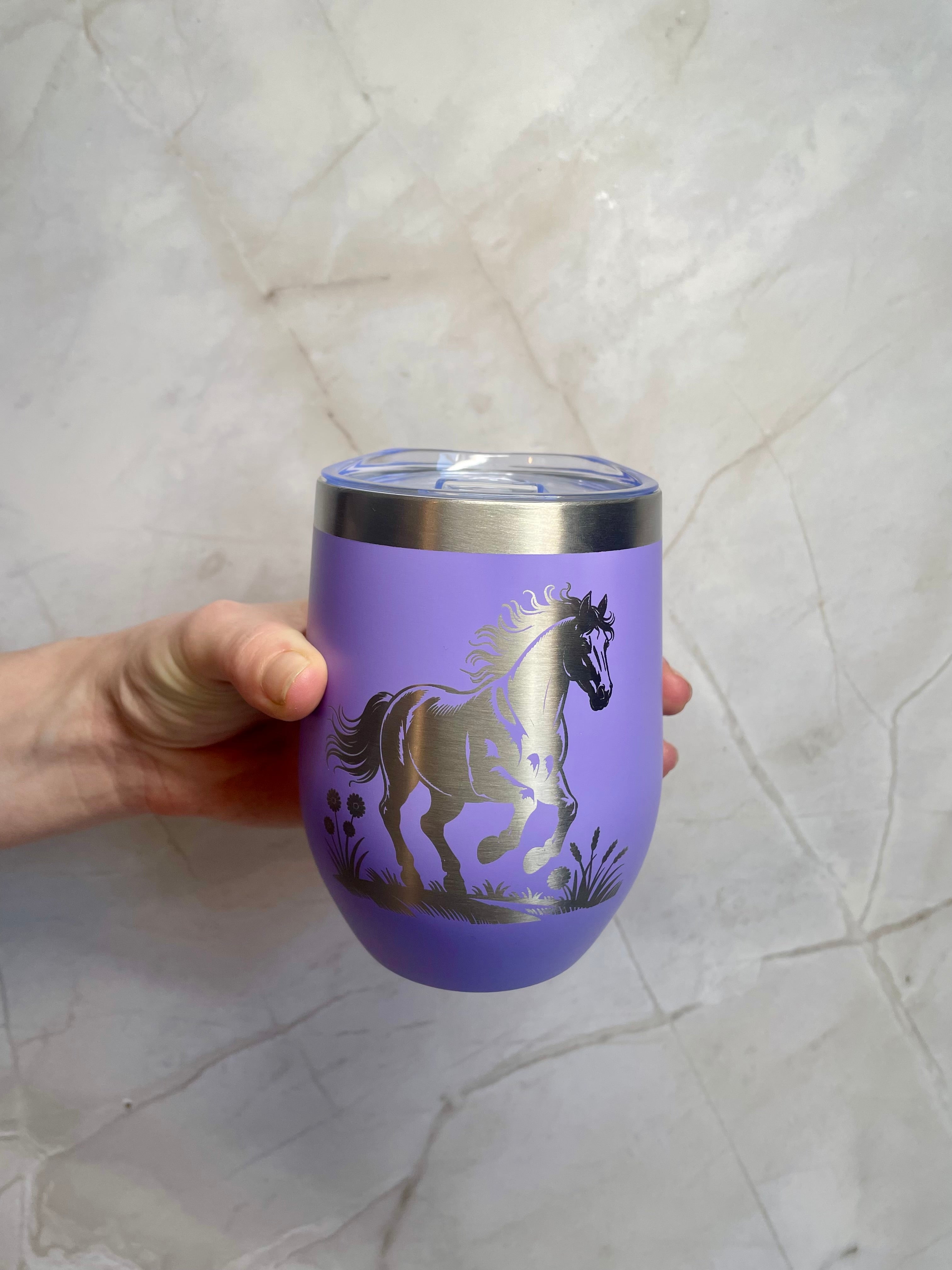 Horse Engraved Stainless Steel Tumbler – Equestrian Gift Cup