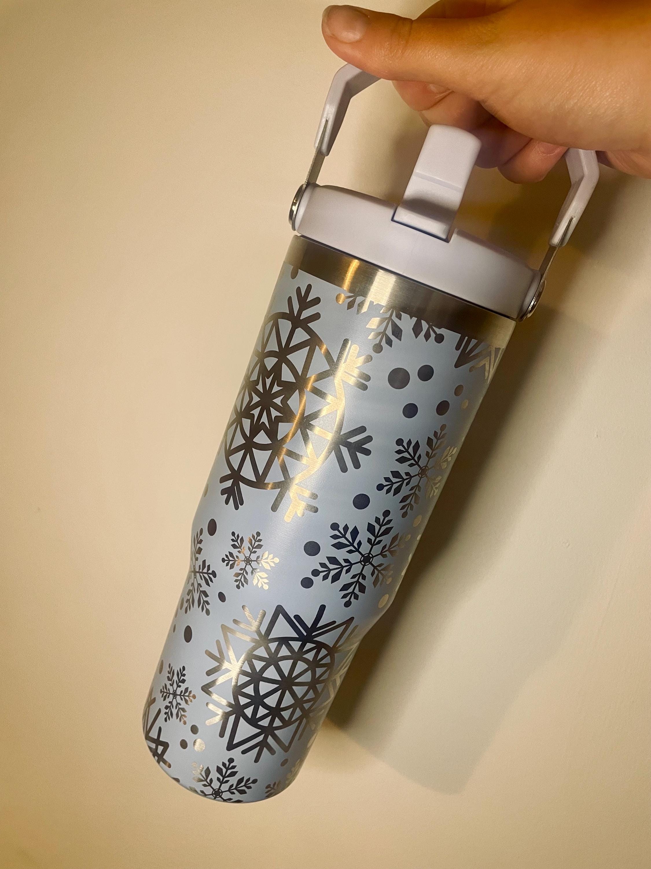 30oz Insulated Tumbler | Full wrap engraved Travel Mug with Handle & Straw | Gift idea