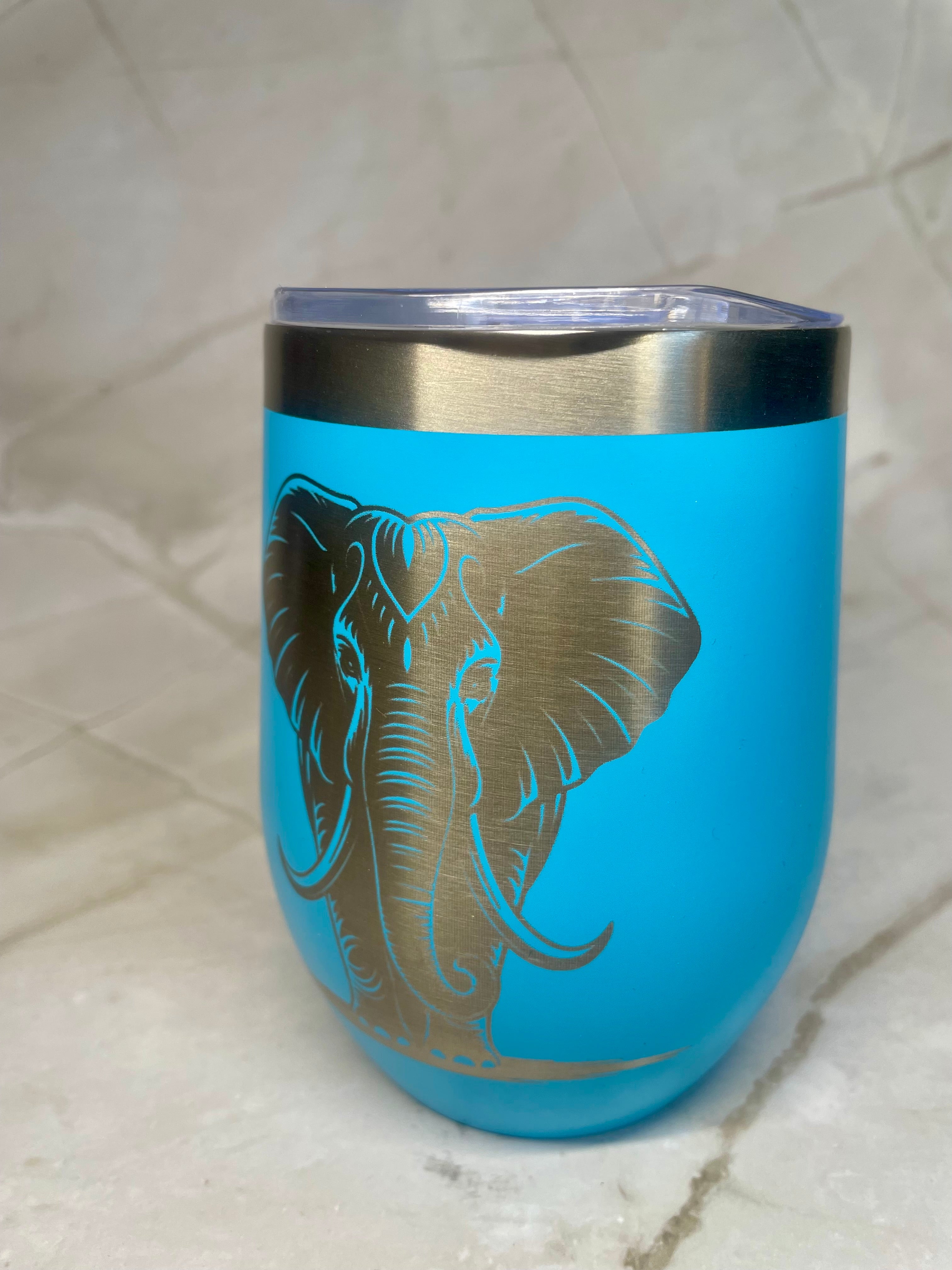 Elephant Engraved Stainless Steel Tumbler – Wildlife Drink Cup