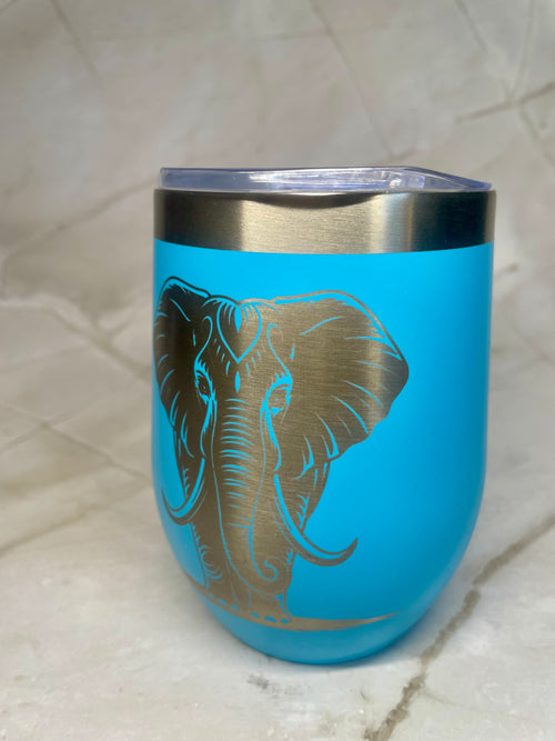 Elephant Engraved Stainless Steel Tumbler – Wildlife Drink Cup