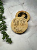 Personalised Bamboo Magnetic Bottle Opener – Custom Name Birthday Gift