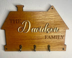 Personalised Wooden Family Key Holder – Custom Name or “Our Family” Wall Key Rack
