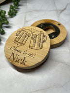 Personalised Bamboo Magnetic Bottle Opener – Custom Name Birthday Gift