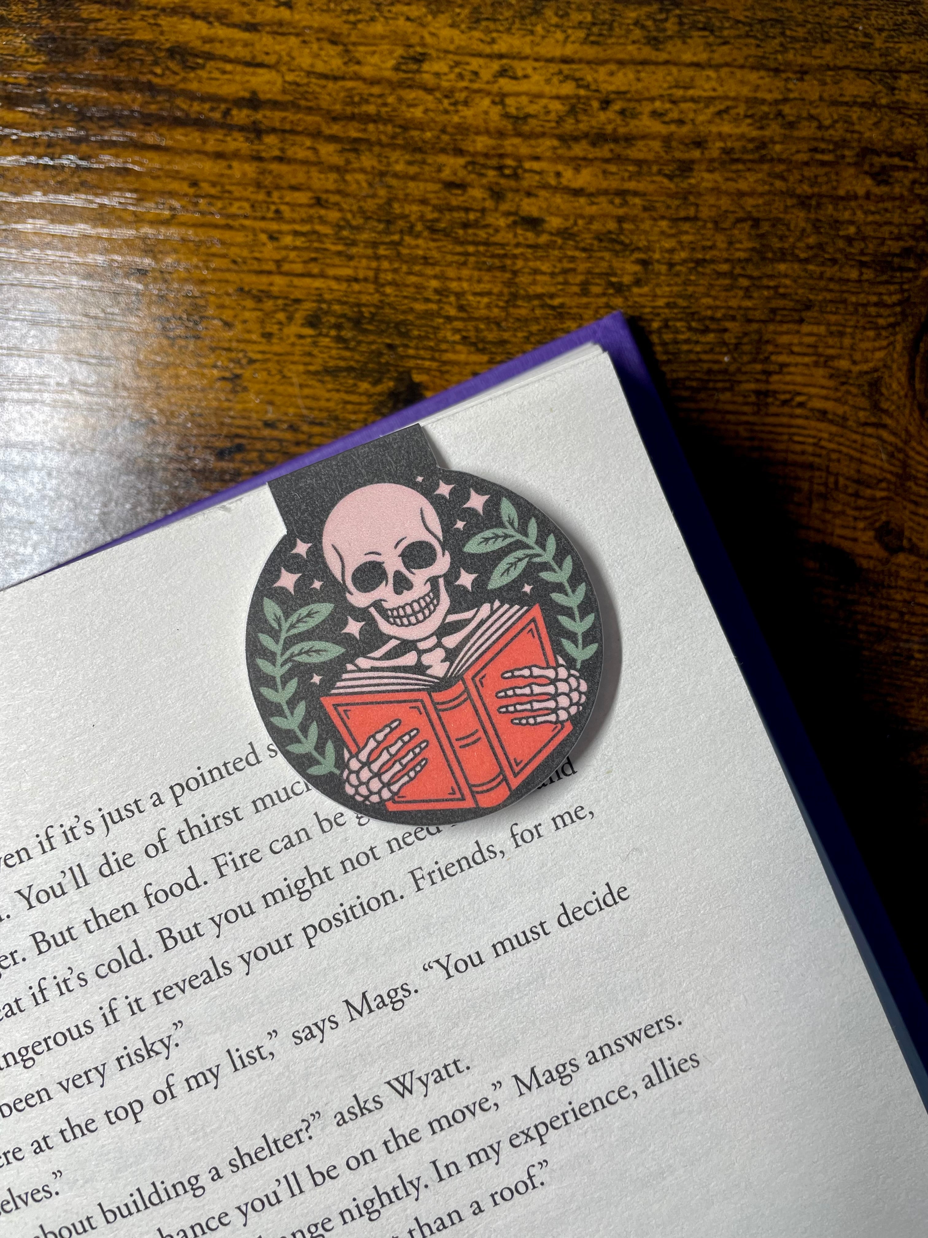 Reading Skeleton- Magnetic Bookmark