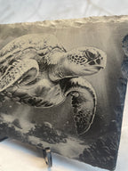 Sea Turtle Engraved Slate Plaque – Ocean Wildlife Laser Engraved Decor