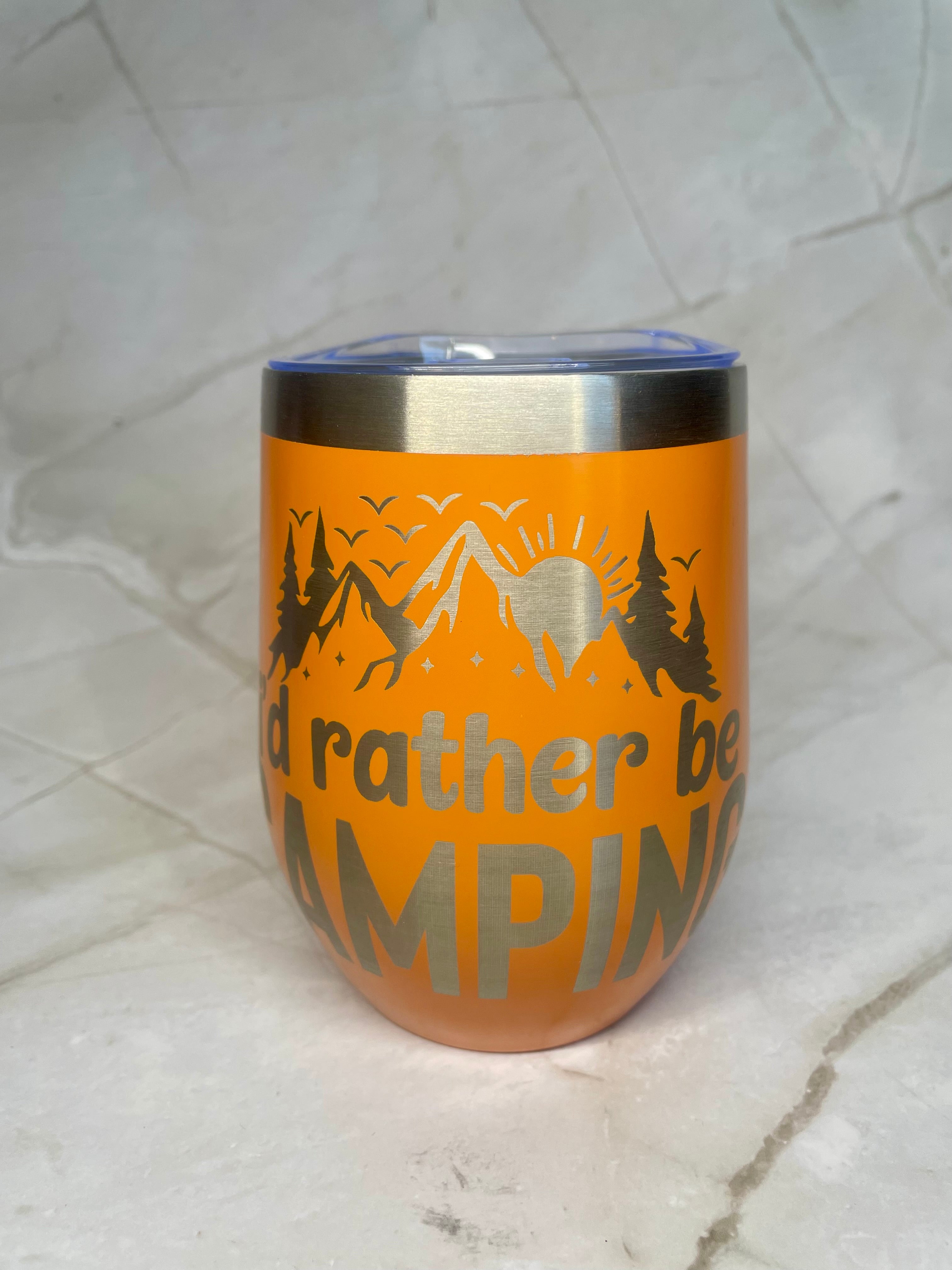 “I’d Rather Be Camping” Engraved Stainless Steel Tumbler – Outdoor Adventure Cup
