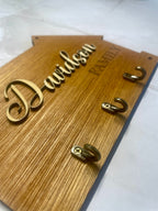 Personalised Wooden Family Key Holder – Custom Name or “Our Family” Wall Key Rack