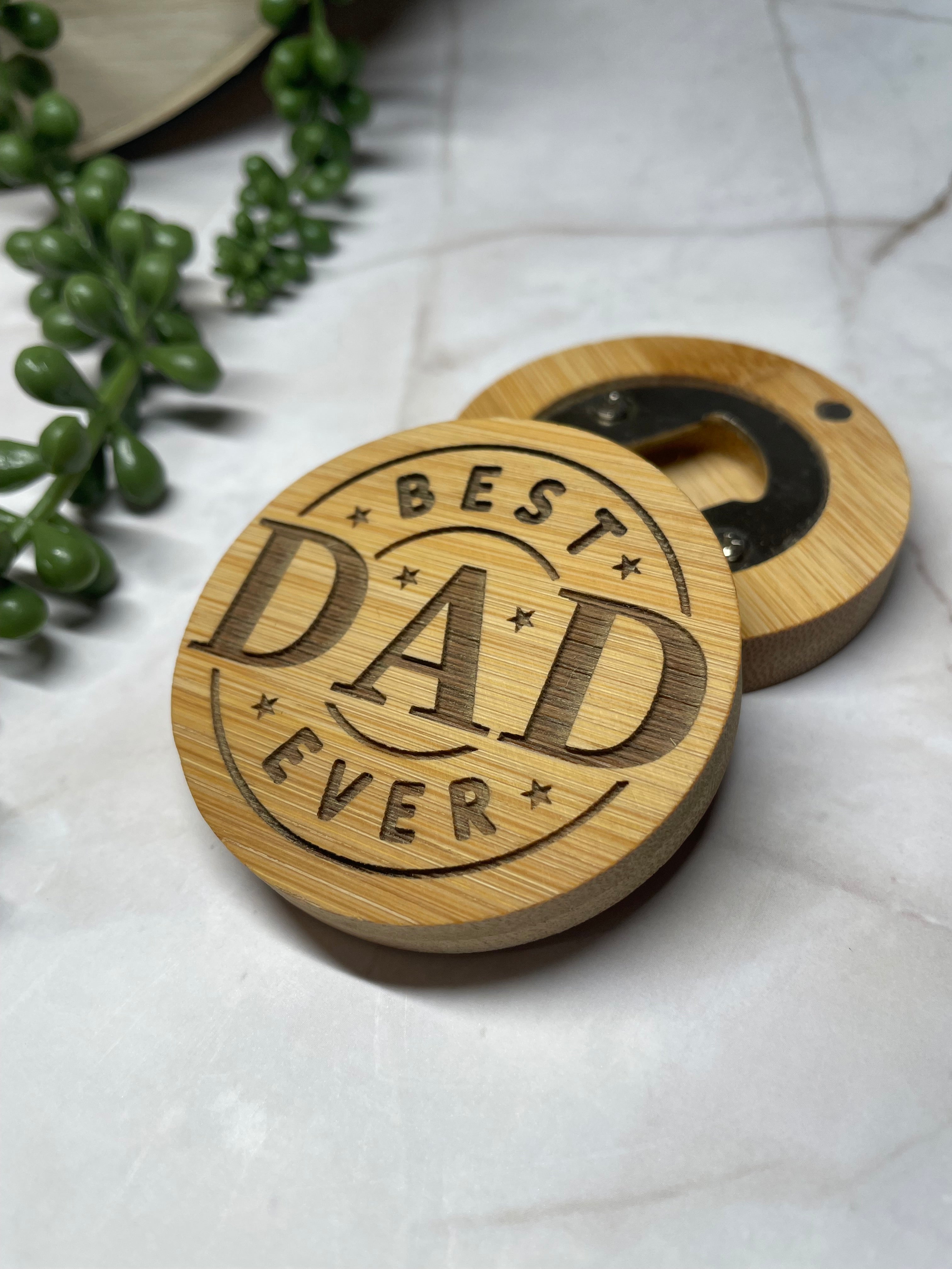 Engraved Bamboo Magnetic Bottle Opener – Dad Gift