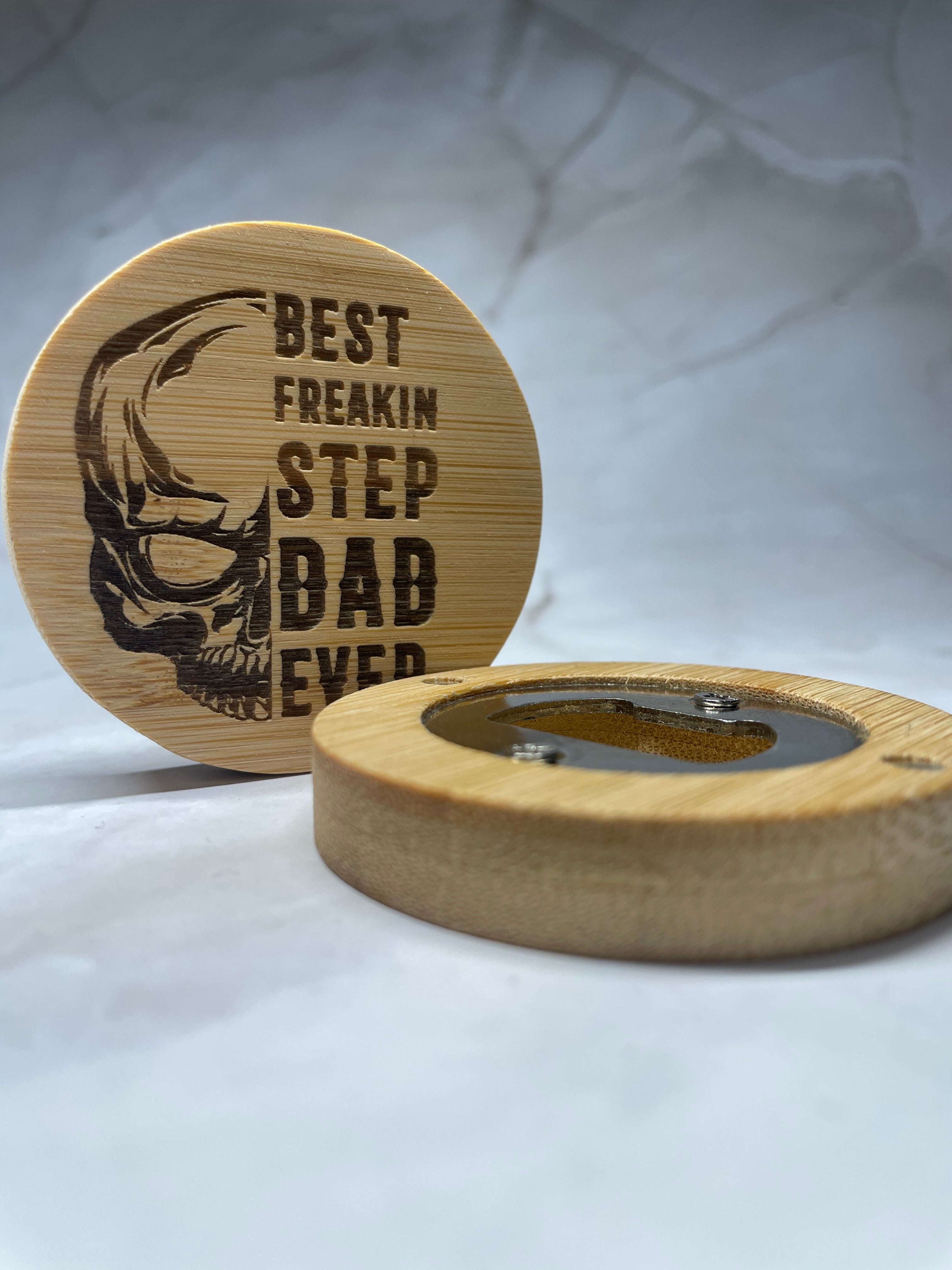 Engraved Bamboo Magnetic Bottle Opener – Stepdad / Bonus Dad Gift