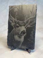 Deer Slate Stag Engraved Slate Plaque – Rustic Woodland Deer Decor
