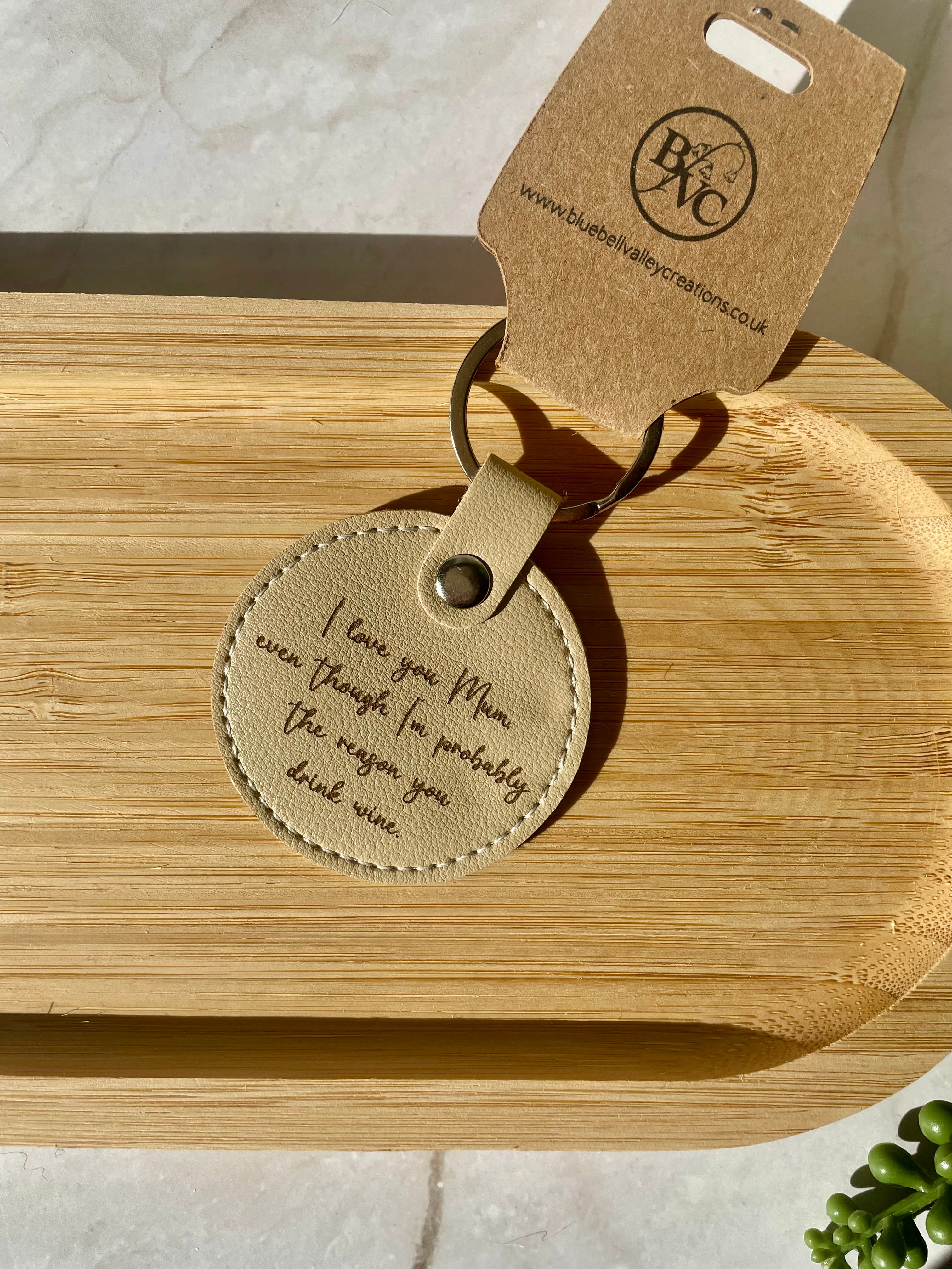 Funny Mum Floral Faux Leather Keychain – “I Love You Mum” Gift