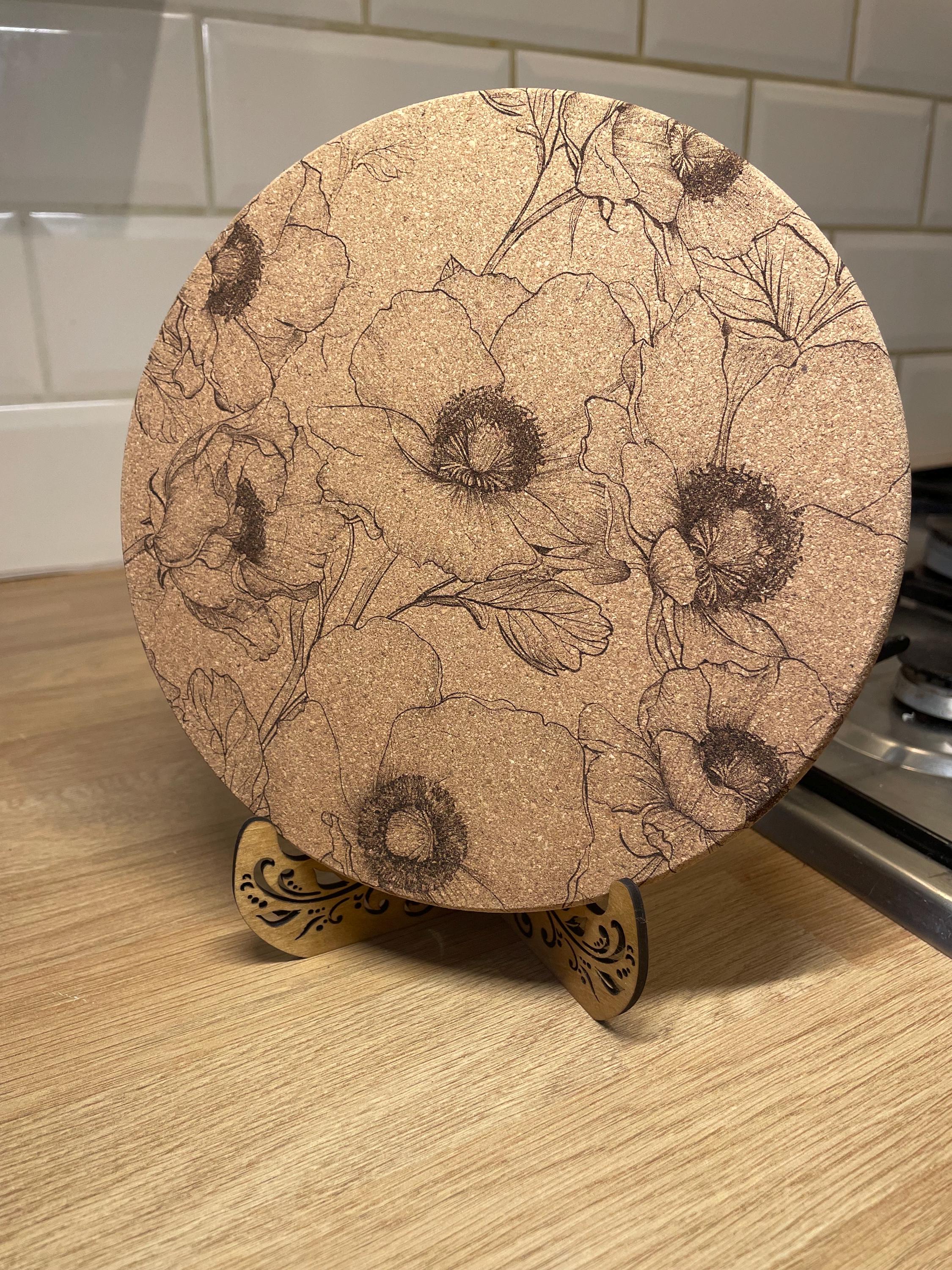 Floral Design Cork Trivet
