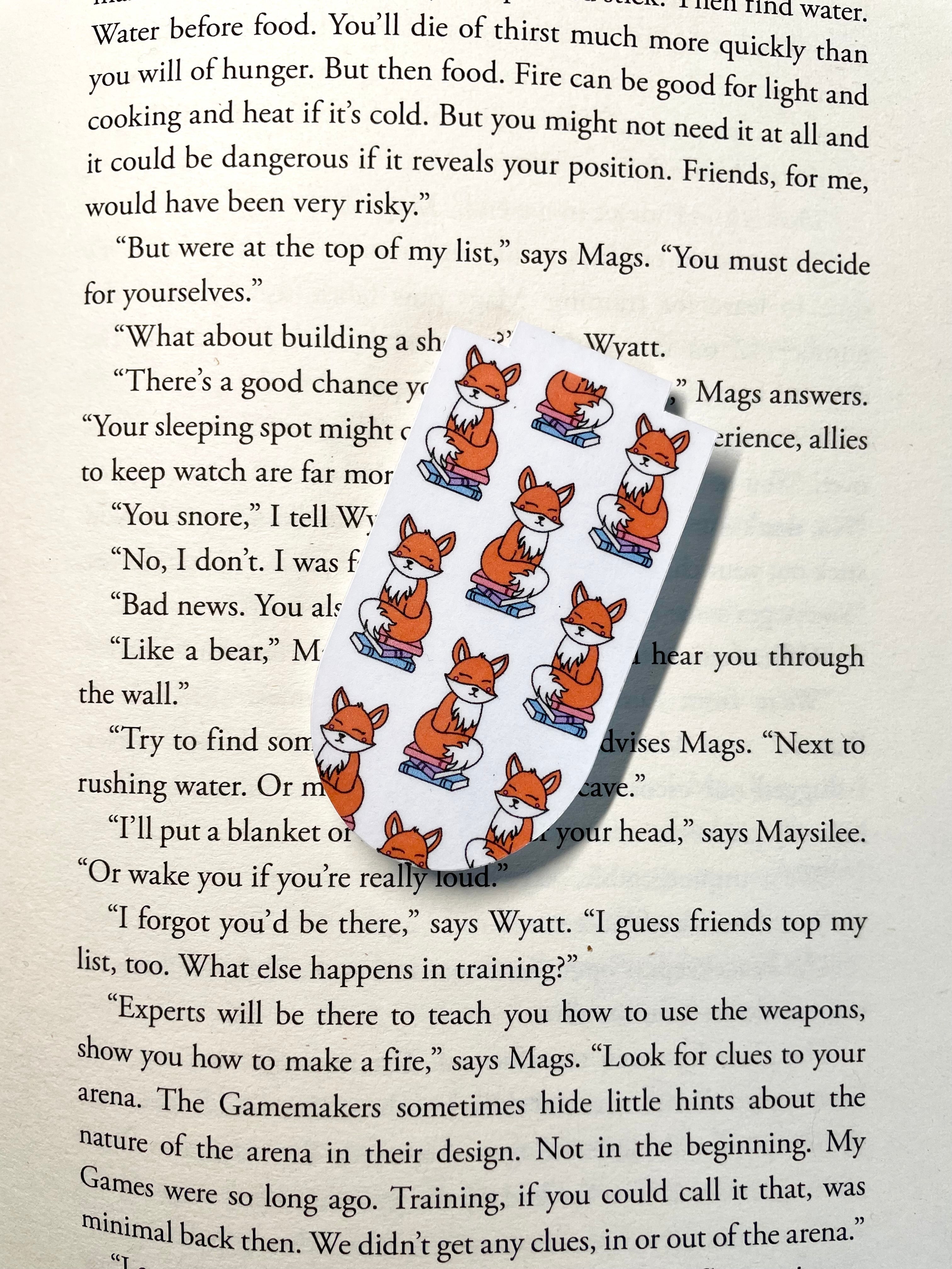 Red Fox Sitting On A Pile Of Books- Magnetic Bookmark