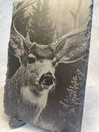Deer Slate Stag Engraved Slate Plaque – Rustic Woodland Deer Decor