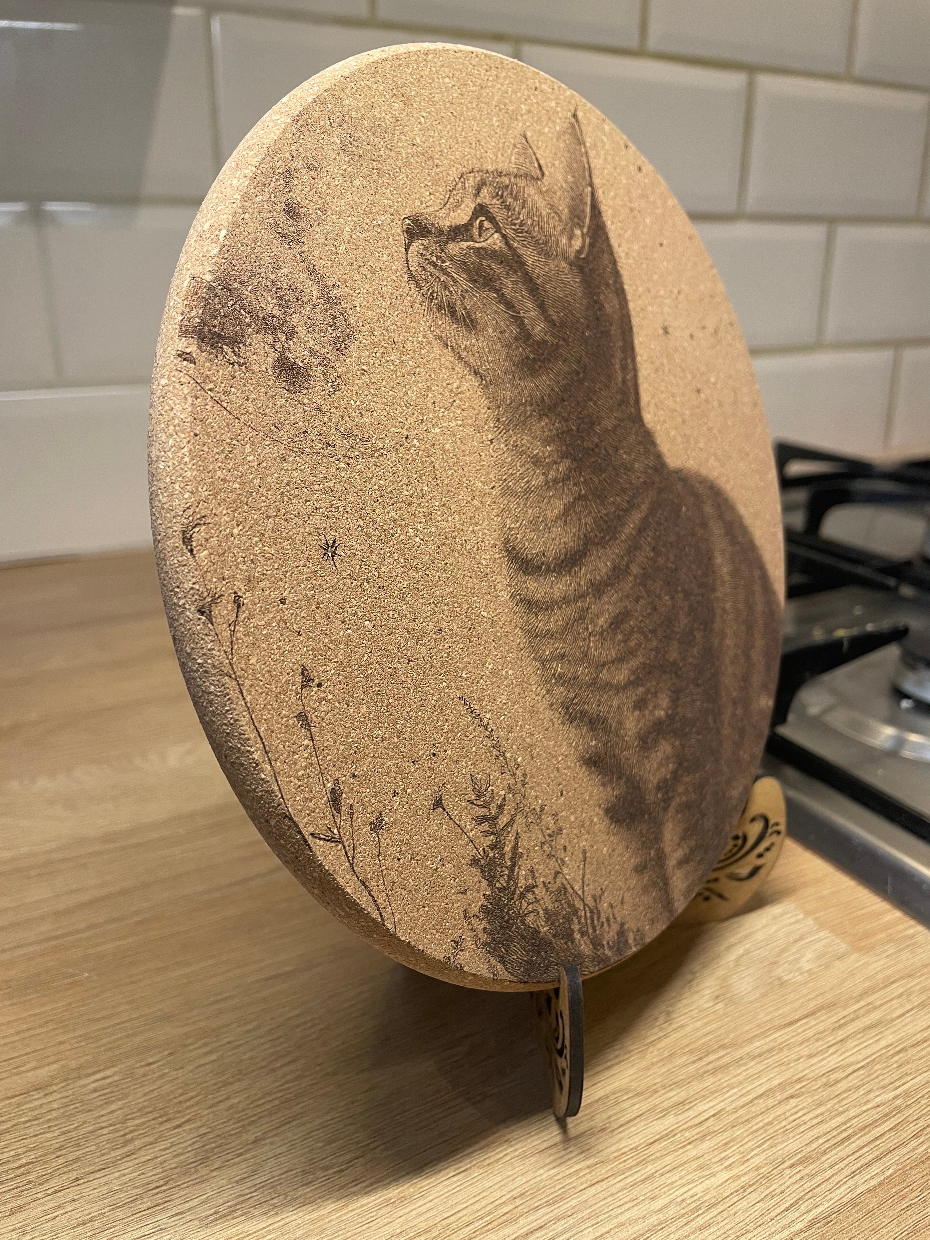 Cat Motif Cork Trivet