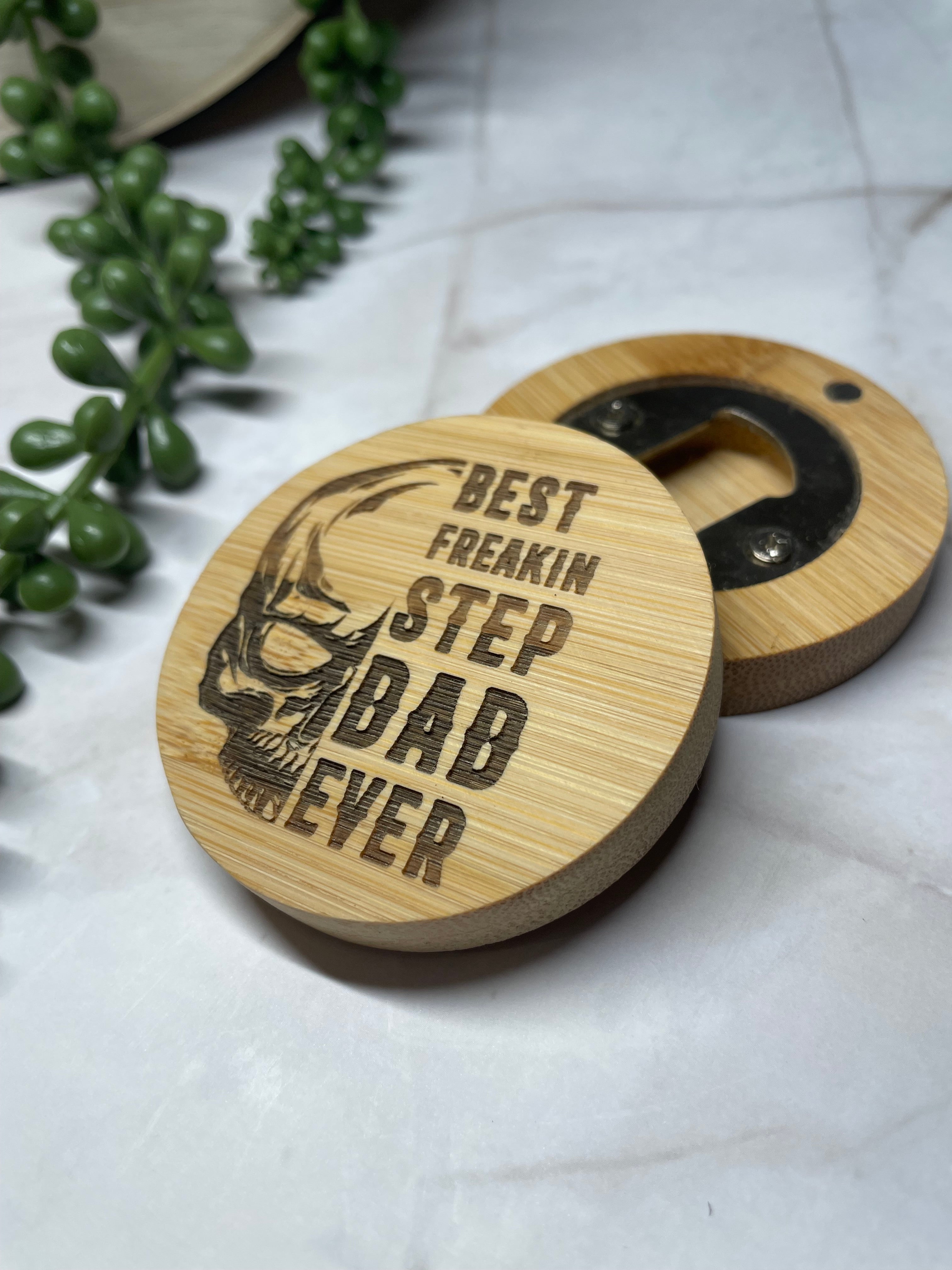 Engraved Bamboo Magnetic Bottle Opener – Stepdad / Bonus Dad Gift